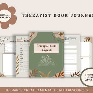 Professional Therapist Book Journal; Record Notes, Set Goals, Reading Log, Career Development, Therapist gifts, Book Journal, Therapy Notes