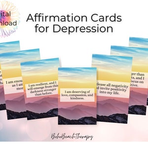 Tarjetas de afirmación positiva imprimibles para aliviar la depresión, afirmaciones digitales, mentalidad positiva, herramientas de conexión a tierra, herramientas de autoayuda