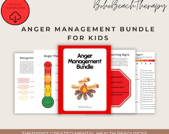 Emotional Regulation Tools for Kids: Anger Management Bundle, Counseling Resources, Therapy Worksheets for kids, Therapist Tools, Printable