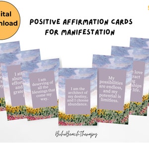 Tarjetas de afirmación positiva para manifestación, Tarjetas didácticas de afirmación, Pensamiento positivo, Tarjetas de autocuidado, Herramientas y recursos para la depresión,