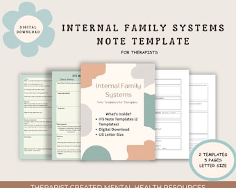 Modello di nota IFS (Internal Family Systems) per terapisti, strumenti per professionisti della salute mentale, note sulla terapia, parti di lavoro, mappatura delle parti