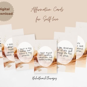 Druckbare Positive Affirmation Karten für Selbstliebe, Digitale Positive Affirmationen, Positives Denken, Selbstwertgefühl, Therapie-Tools