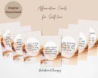 Printable Positive Affirmation Cards for Self-love, Digital Positive Affirmations, Positive Thinking, Self-esteem, Therapy Tools