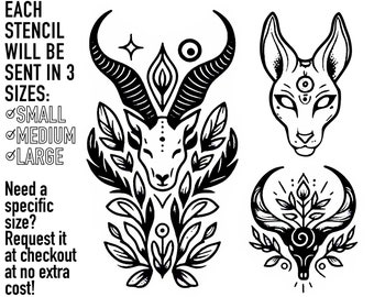 Pre-Made Stencils, Ready to Use, Pre Printed, Handpoke Tattoo or Machine. Professional, Studio Grade. Witch, Wiccan, Pagan