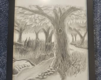 Path by thr Old Maple Pencil Drawing