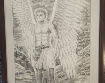 Standing Angel Pencil Drawing