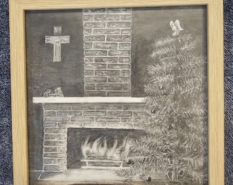 Christmas Chimney Pencil Drawing