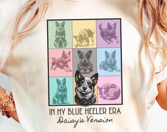 Custom Blue Heeler T-Shirt, In My Blue Heeler Era, Dog Mom Comfort Colors Shirt, Christmas Gift for Australian Cattle Dog Mum