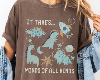 Dinosaur Minds of all Kinds Autism Educator Tshirt, Special Education Teacher Long Sleeve Comfort Colors Tee, Neurodiversity Gift (26757)