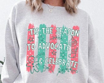 Social Worker Christmas Sweatshirt, LCSW Comfort Colors Crewneck Sweatshirt, Striped MSW Holiday Sweater Gift (26673)