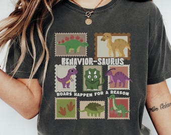Retro ABA Behavior Therapy Comfort Colors Tshirt, Cute Dinosaur Shirt for Behavior Analyst, BCBA, RBT, Sped Teacher Grad Gift,Back to School