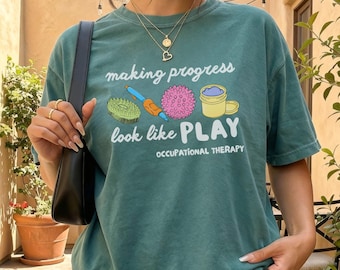 Occupational Therapy Comfort Colors T-shirt, Pediatric OT Long Sleeve Tee, Gift for OTA, Occupational Therapist Shirt, OT Month (26765)