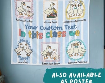 Póster o tapiz de pared personalizado para el aula, decoración para el aula "En esta clase...", arte de pared para maestros de primaria, regreso a clases (26355)