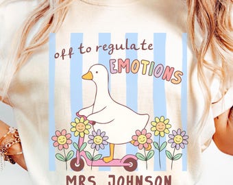 Camiseta Off To Regulate Emotions Comfort Colors, Camiseta personalizada Silly Goose SEL para profesores, Camiseta para psicólogos escolares, Regalo para consejeros (26371)