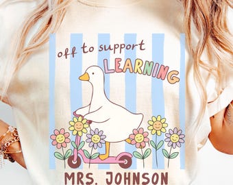 Camiseta personalizada Silly Goose Comfort Colors para auxiliares docentes, camiseta de manga larga para apoyar el aprendizaje, regalo para auxiliares docentes de educación especial (26373)