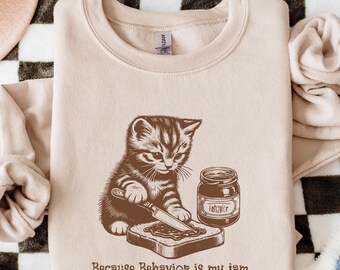 Behavior Analyst Sweatshirt, Gift for BCBA, Cat Lover Sweater, Funny RBT Shirt, ABA Sweatshirt, Behavior Specialist Crew Shirt, Cat Mom Gift