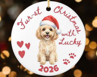 Personalized Cavapoo Christmas Ornament, Custom First Christmas, New Dog Mom, Holiday Keepsake Dog Gift (26049)