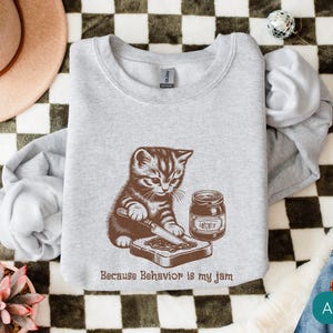 Behavior Analyst Sweatshirt, Gift for BCBA, Cat Lover Sweater, Funny RBT Shirt, ABA Sweatshirt, Behavior Specialist Crew Shirt, Cat Mom Gift Bild 5