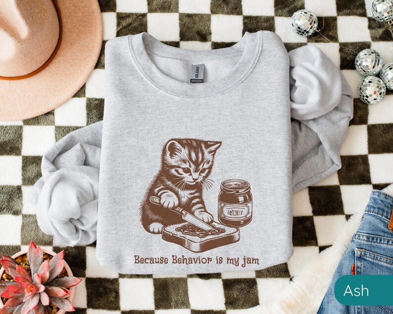 Behavior Analyst Sweatshirt, Gift for BCBA, Cat Lover Sweater, Funny RBT Shirt, ABA Sweatshirt, Behavior Specialist Crew Shirt, Cat Mom Gift Bild 5