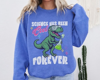 Retro Science Teacher Sweatshirt, Dinosaur STEM Teacher Crewneck, Teacher Appreciation Sweater Gift (26774)
