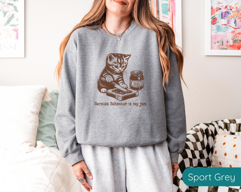Behavior Analyst Sweatshirt, Gift for BCBA, Cat Lover Sweater, Funny RBT Shirt, ABA Sweatshirt, Behavior Specialist Crew Shirt, Cat Mom Gift Bild 2