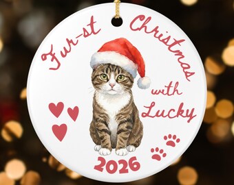 Personalized Cat Christmas Ornament, Custom First Christmas, New Cat Mom, Holiday Cat Dad Gift, Keepsake Cat Rescue Gift (26053)