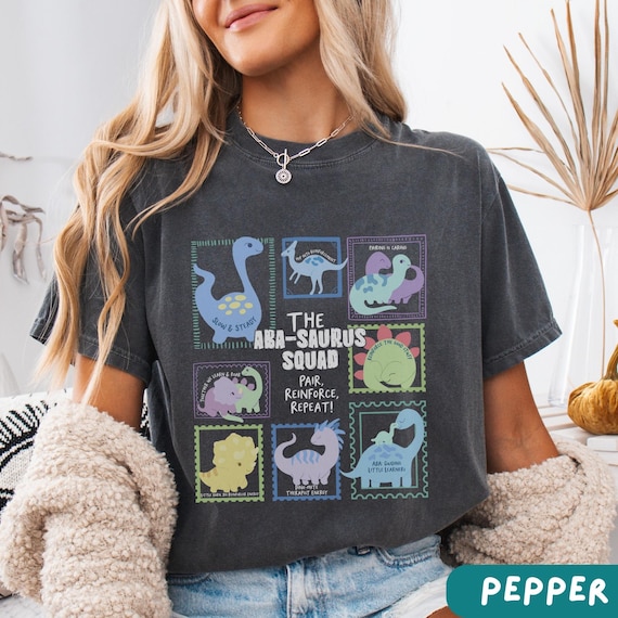 Retro ABA Behavior Therapy Comfort Colors Tshirt, Cute Dinosaur Shirt for Behavior Analyst, BCBA, RBT, Sped Teacher Graduation Gift