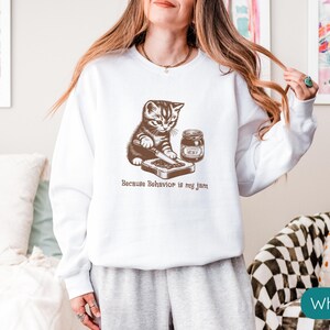 Behavior Analyst Sweatshirt, Gift for BCBA, Cat Lover Sweater, Funny RBT Shirt, ABA Sweatshirt, Behavior Specialist Crew Shirt, Cat Mom Gift Bild 4
