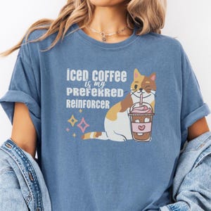 RBT Comfort Colors T-Shirt, Iced Coffee Is My Preferred Reinforcer for Cat Lover, Bcba, Rbt, BT, Aba, Sped, Behavior Analyst, Therapist Gift
