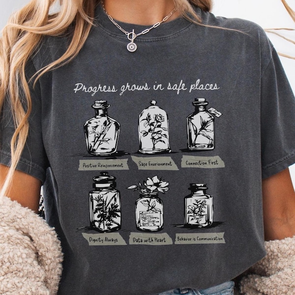 Camiseta floral con colores reconfortantes para terapia ABA, regalo de análisis de conducta aplicado botánico, camiseta RBT, regalo para BCBA, regalo para maestros de educación especial