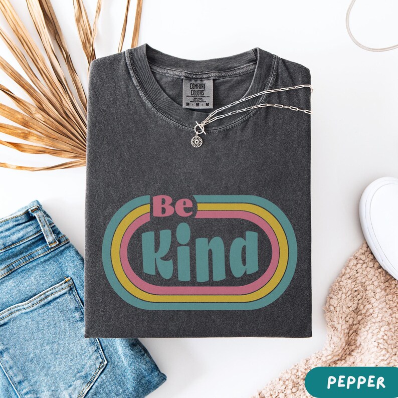 Retro Be Kind Mental Health Tshirt, Comfort Colors Neurodiversity Shirt, Sweatshirt Gift for Teacher, Autism Advocate, Inclusion Sweater Pepper