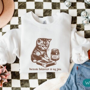 Behavior Analyst Sweatshirt, Gift for BCBA, Cat Lover Sweater, Funny RBT Shirt, ABA Sweatshirt, Behavior Specialist Crew Shirt, Cat Mom Gift Bild 3