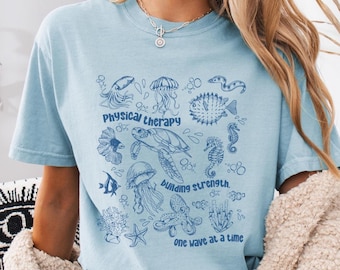 Comfort Colors Physical Therapy Tshirt, Ocean Themed Shirt for Rehab PT, PTA Gift, Pediatric Physical Therapist Gift, Future PT Student Tee