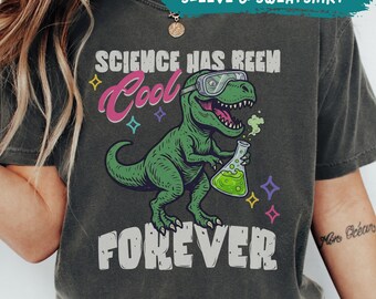 Camiseta divertida Comfort Colors para profesor de ciencias, camiseta retro de dinosaurios de manga larga, sudadera de cuello redondo para la vuelta al cole (26358)