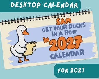 Personalized Desktop Calendar, Get Your Ducks in a Row 2027, Funny ADHD Gift for Coworker Boss (26612)