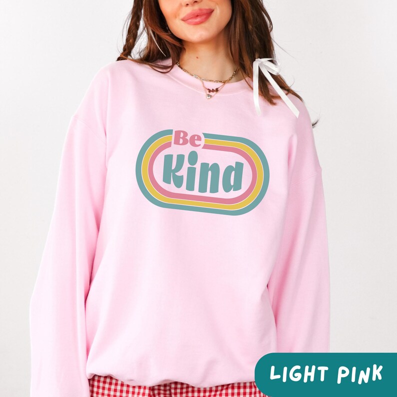 Retro Be Kind Mental Health Tshirt, Comfort Colors Neurodiversity Shirt, Sweatshirt Gift for Teacher, Autism Advocate, Inclusion Sweater Light Pink