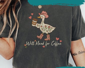Silly Goose RBT Comfort Colors T-Shirt, BCBA Long Sleeve Shirt, Floral Will Mand for Coffee, ABA Therapy Gift (SJA26084)
