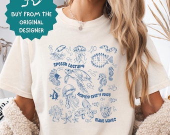 Speech Therapy Comfort Colors Tshirt, Summer Ocean SLP Shirt Gift for Speech Language Pathologist, Speech Therapist Shirts Gifts, Speech Tee