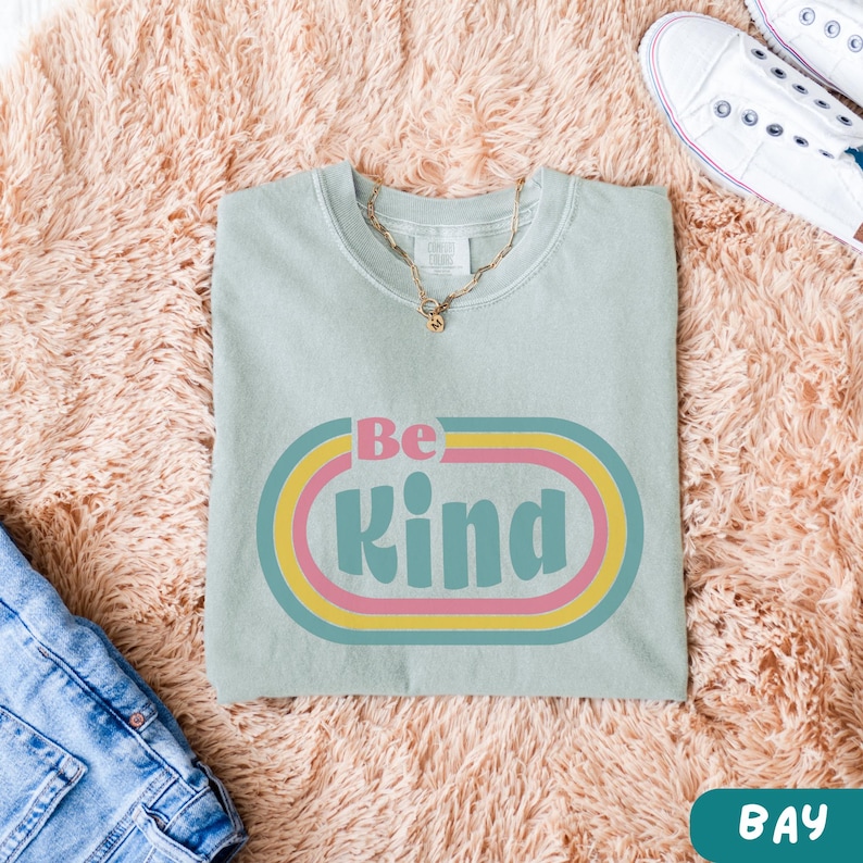 Retro Be Kind Mental Health Tshirt, Comfort Colors Neurodiversity Shirt, Sweatshirt Gift for Teacher, Autism Advocate, Inclusion Sweater Bay