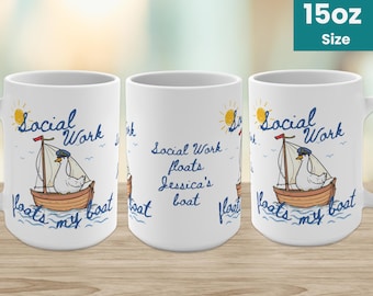 Custom Social Worker Ceramic Mug, Personalized Silly Goose Social Work Mug, Funny Gift for Social Worker