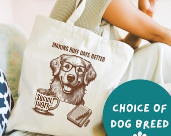 Social Work Gift, Personalized Tote Bag for Social Worker Dog Lover, MSW Student Gifts, MSW Graduation Gift, Graduate Gift