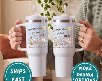 Personalized SLP Tumbler 40oz, Custom Graduation Gift for Speech Therapist, Appreciation Gift for Language Pathologist, Travel Mug (26782)