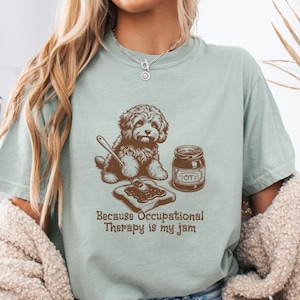 Retro Occupational Therapy Shirt, OT Comfort Colors® Shirt, Gift for Occupational Therapist, Dog Lover Tshirt, Funny Pediatric OT Crew Shirt