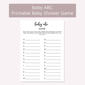 Baby ABC Game, Printable Baby Shower Game, Party Game, Instant Download ...