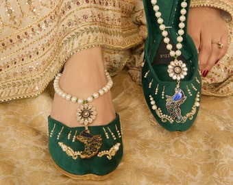 Punjabi jutti speciaal, Indiase etnische geborduurde schoenen, vrouwen khusa, bruidsschoenen, Mojari/Ballet/Ballerina/bruidsmeisje, antislip en geen zweet