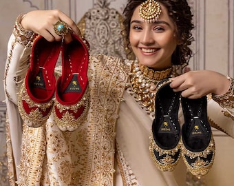 Punjabi jutti, Indian ethnic embroided shoes, women khusa, Bridal shoes,Mojari/Ballet/Ballerina/Bridesmaid,non slip and no sweat jutti/khusa