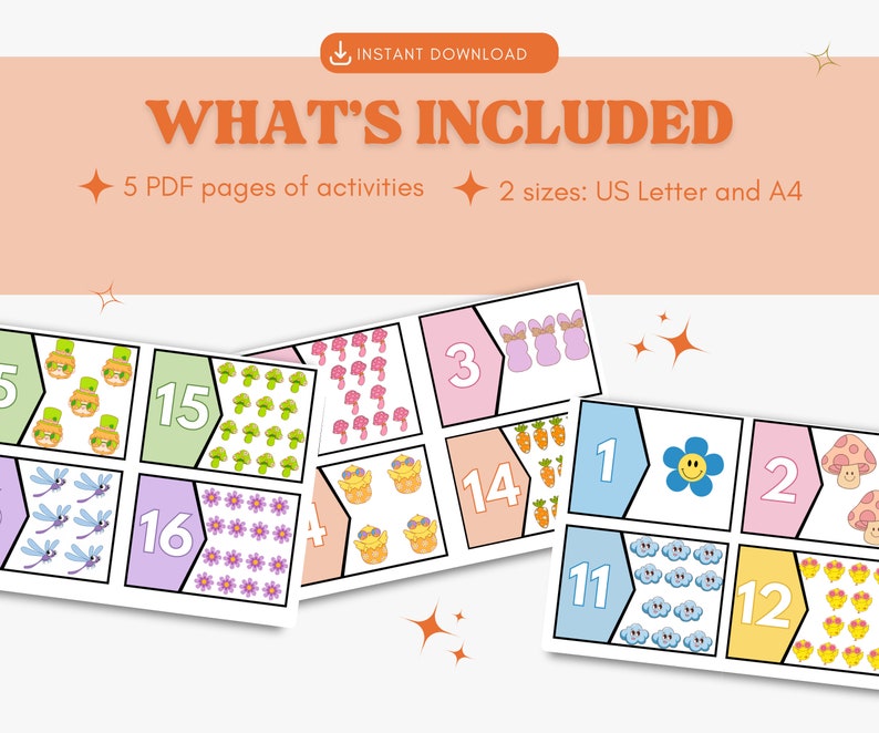 Spring Number Match Puzzle for Preschool, Toddler Counting Activity ...