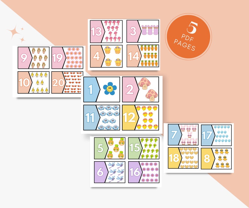 Spring Number Match Puzzle for Preschool, Toddler Counting Activity ...