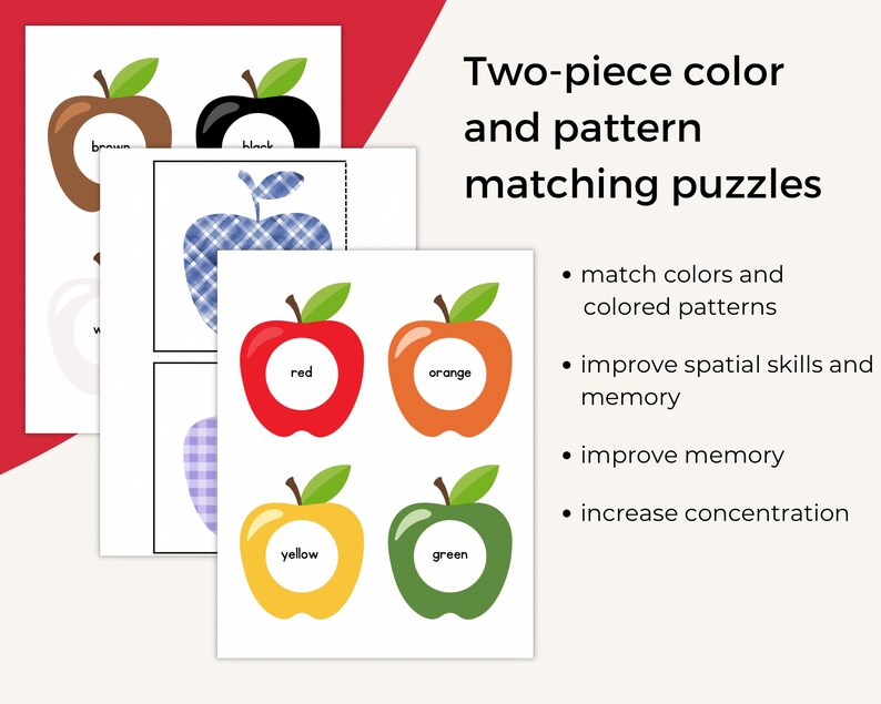 Apple Theme Color Matching Game for Preschool; Colors Sorting Activity ...
