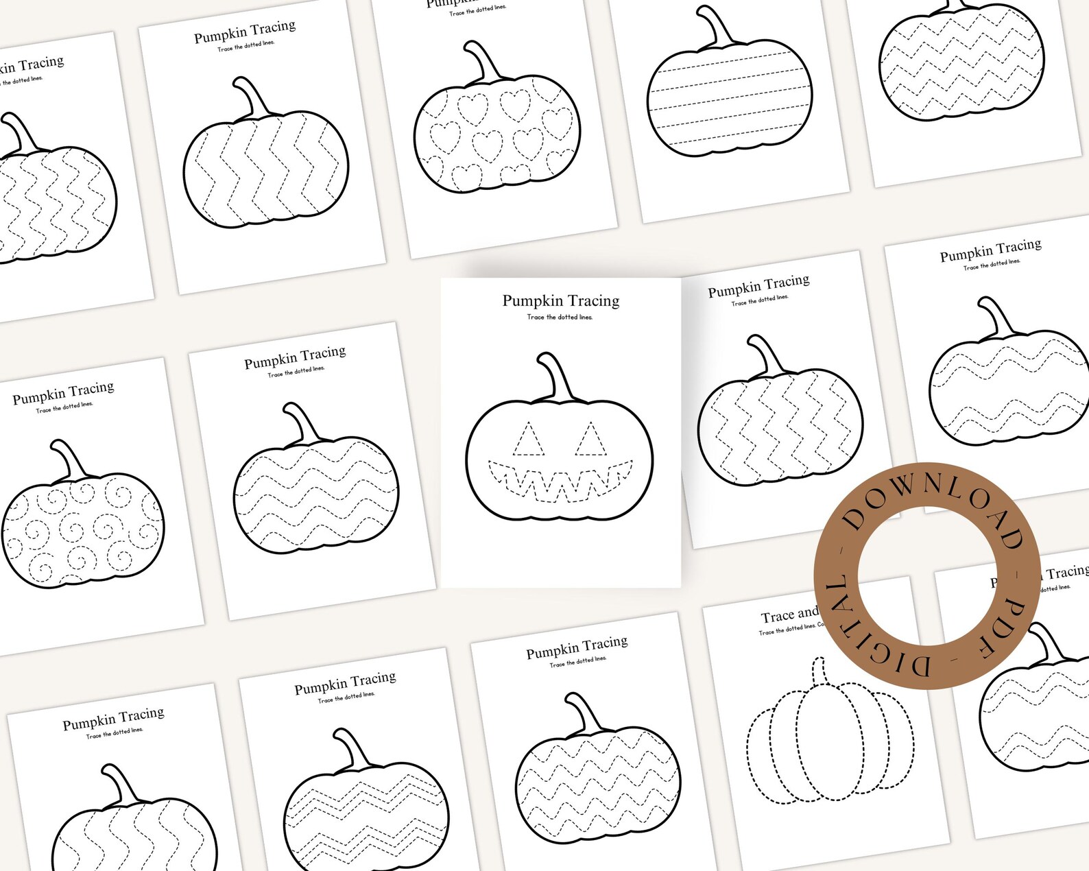 Fall Tracing Worksheets | Pumpkin Theme Handwriting Practice (PDF) - Etsy